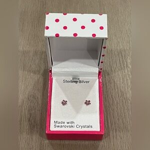 Charming Girl 925 Sterling Silver Crystal Pave Flower Stud Earrings NEW